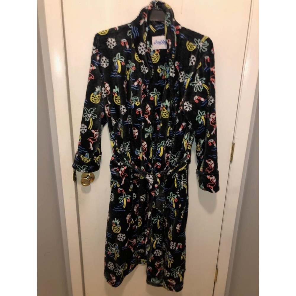 Chubbies Robe - Black with neon print